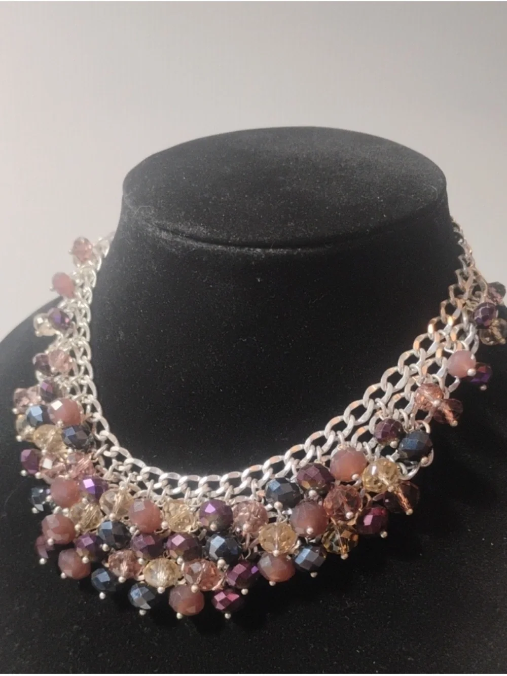 Statement Multistrand Necklace with Purple and Brown Beads